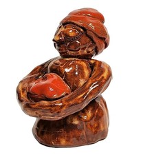 Pottery Handmade Brown Drip Glaze Ceramic Sculpture Folk Art Figure