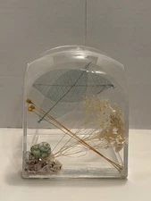 Vintage Clear Lucite Acrylic Tissue Box Cover Nautical Beach Sea Shells Seascape