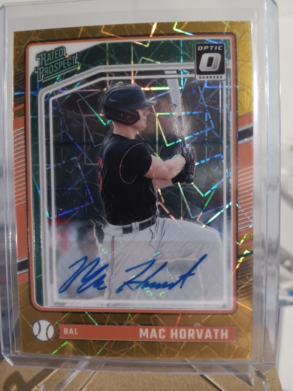 2024 Donruss Optic Rated Prospects Gold Velocity Signatures /10 Mac Horvath Auto