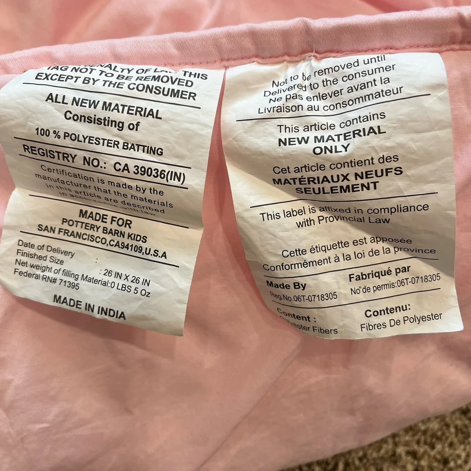 Pottery Barn Kids Rosa Acolchado Euro Sham Talla 26x26 Foto 3 de 3