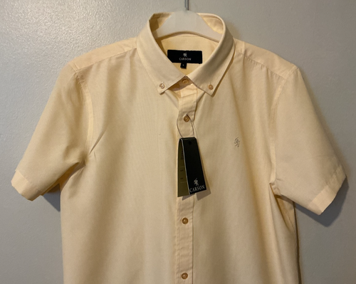 Carson Mens Stripe Shirt Button Down Collar Short Sleeve S-2XL BNWT 2 Colours - Picture 4 of 12