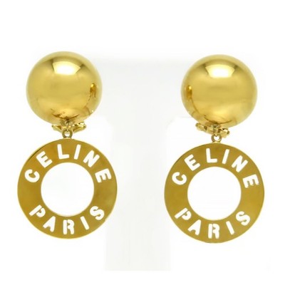 Celine Logo Kreis Ohrring K18750 (K18YG) Damen 【J】