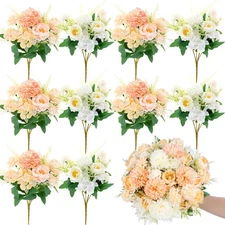 12 Bundles Peonies Artificial Flowers Silk Flowers Fake Peony Bouquet Faux Pe...