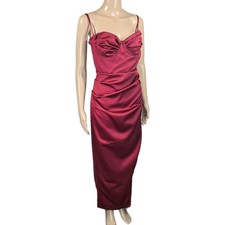 House Of CB Flora Red Pleated Corset Midi Dress, Sz M, Plus Cup, NWT, Holidays