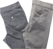 Lee Riders Womens Elastic Waist Capri Pants Size 16M Gray Blue Pinstripe Lot 2