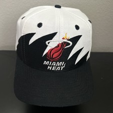 Vintage 90s Miami Heat Logo 7 Sharktooth Twill NBA Snapback Hat Cap Rare