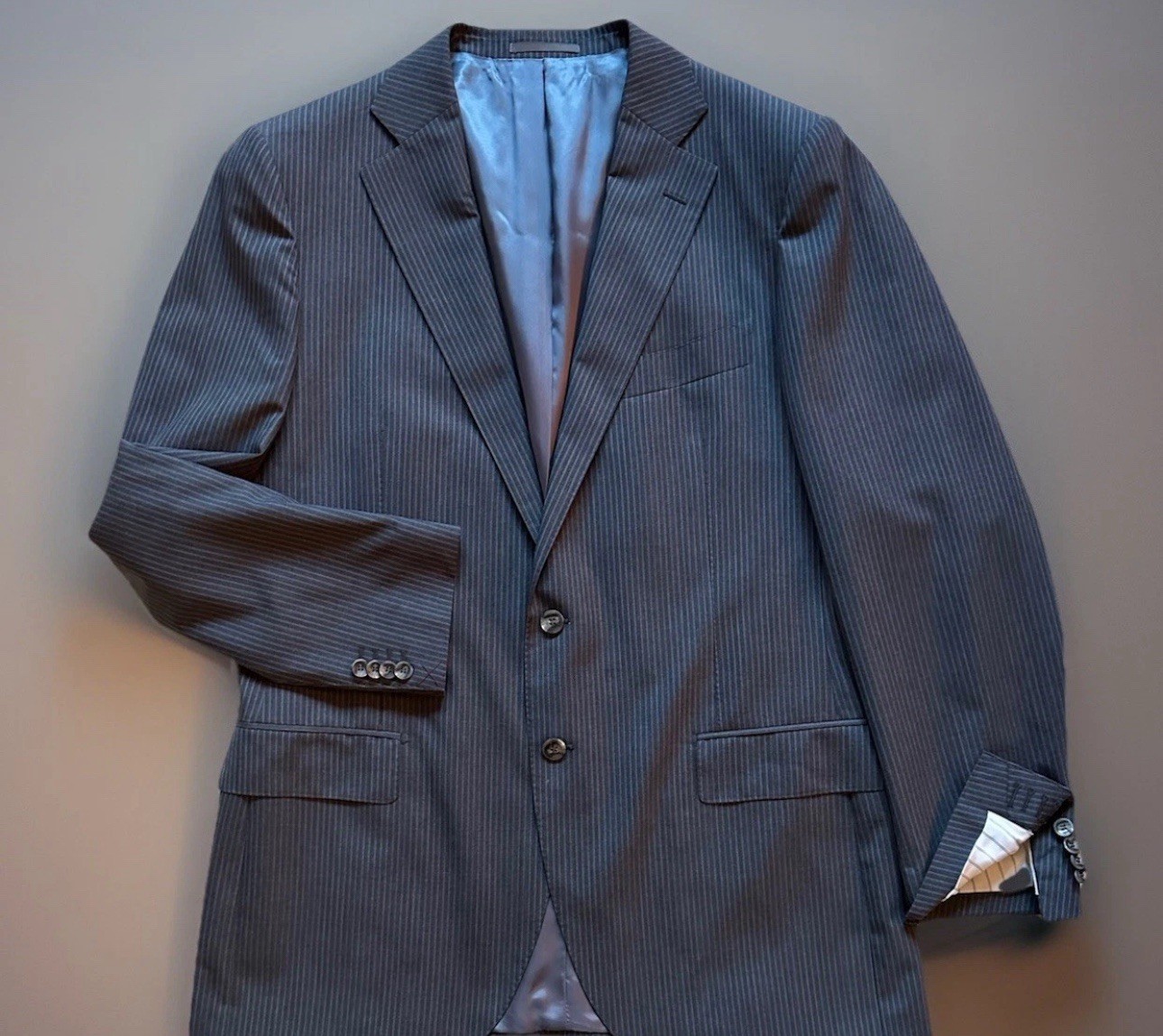 Suitsupply 3 Piece Suit Gray Striped Pure Wool Vitale Barberis Canonico 48 L image 5