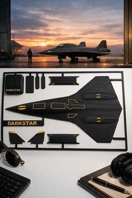3D Printed Black/Yellow Darkstar Aircraft Model Kit   DIY Stealth Jet Build