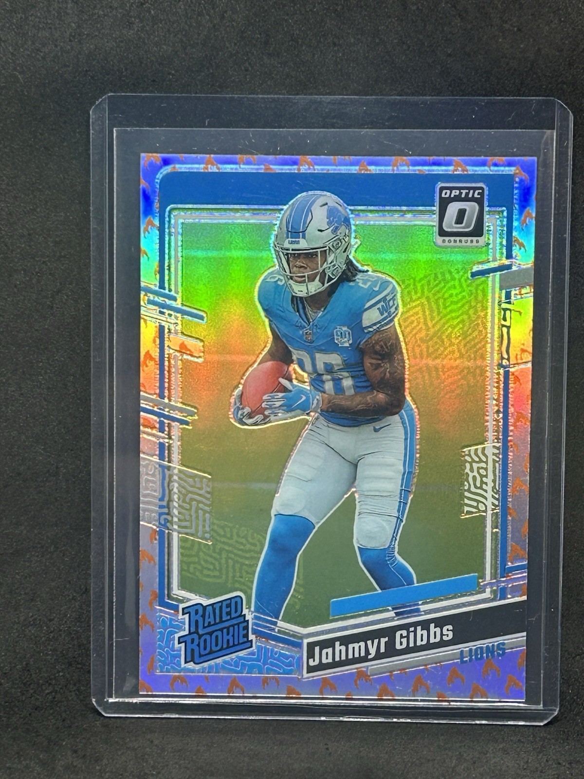 Jahmyr Gibbs 2023 Optic #236 Fire /(SSP) Rookie A8