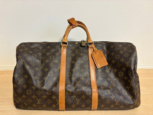 Louis Vuitton Keepall 55 Monogram Canvas Brown Travel Bag with Strap