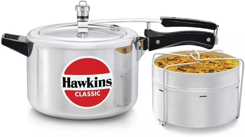 Hawkins Classic 5L Aluminium Pressure Cooker With Separator Small Silver CL51