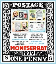 Montserrat, Sc # 409a, MNH, 1979, S/S, HILL, PENNY BLACK, MONTREAL