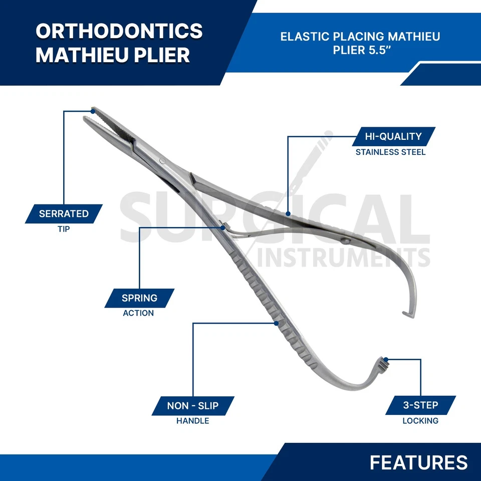 3件装Mathieu Plier 5.5英寸正畸外科牙科器械德国级 — 第 3/4 张图片