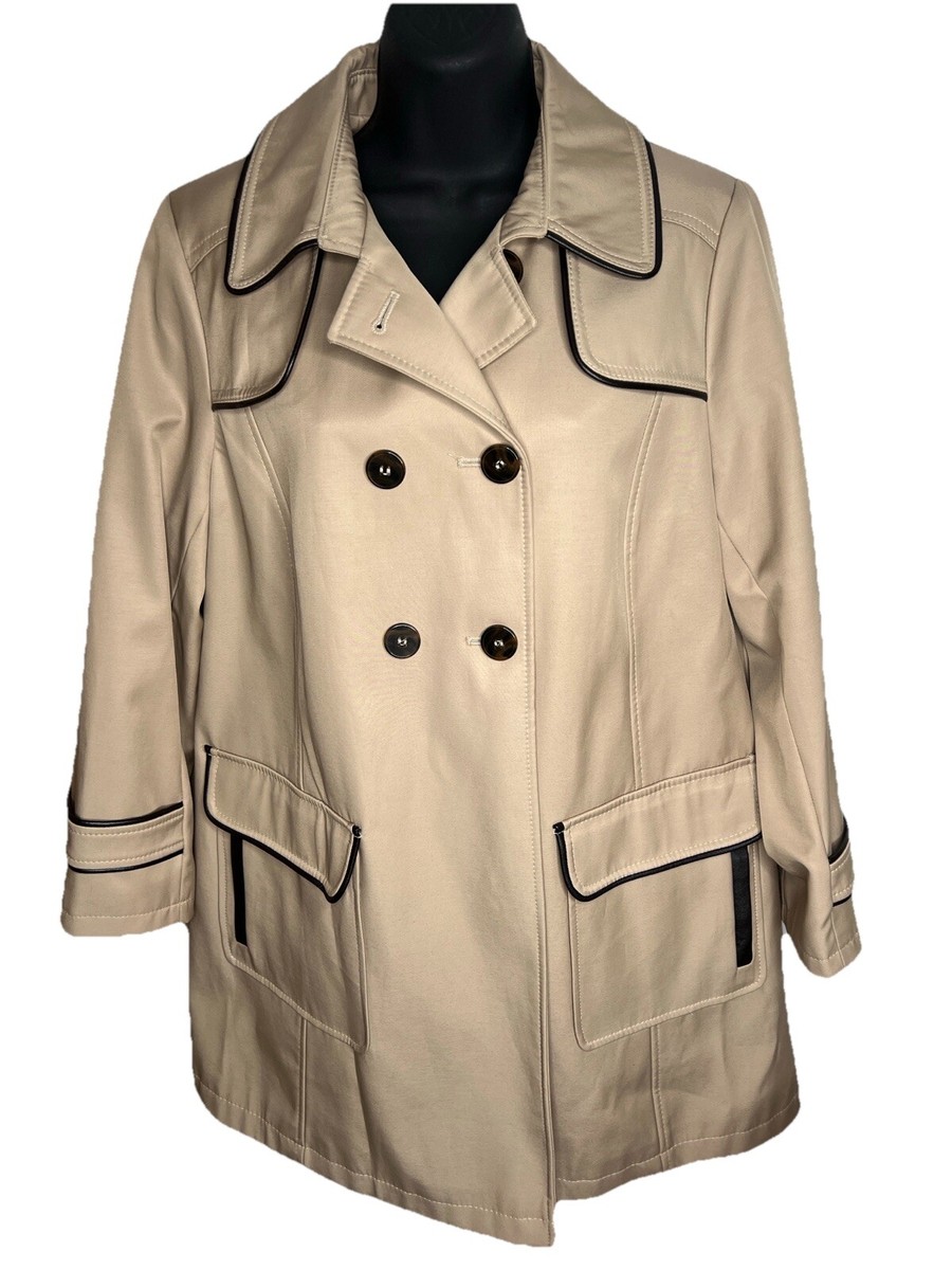 DKNY Raincoat Trench Jacket Double Breasted Beige Woman's Size