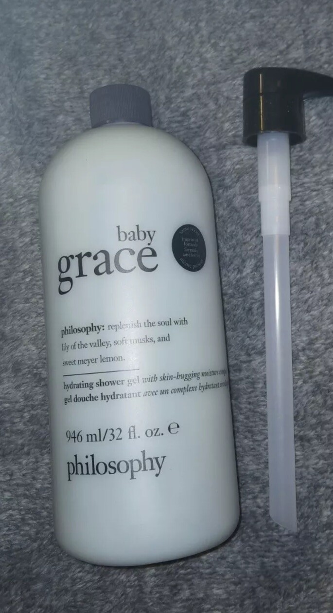 Gel de ducha Philosophy 32 oz Baby Grace, baño de burbujas y champú con bomba *Nuevo*