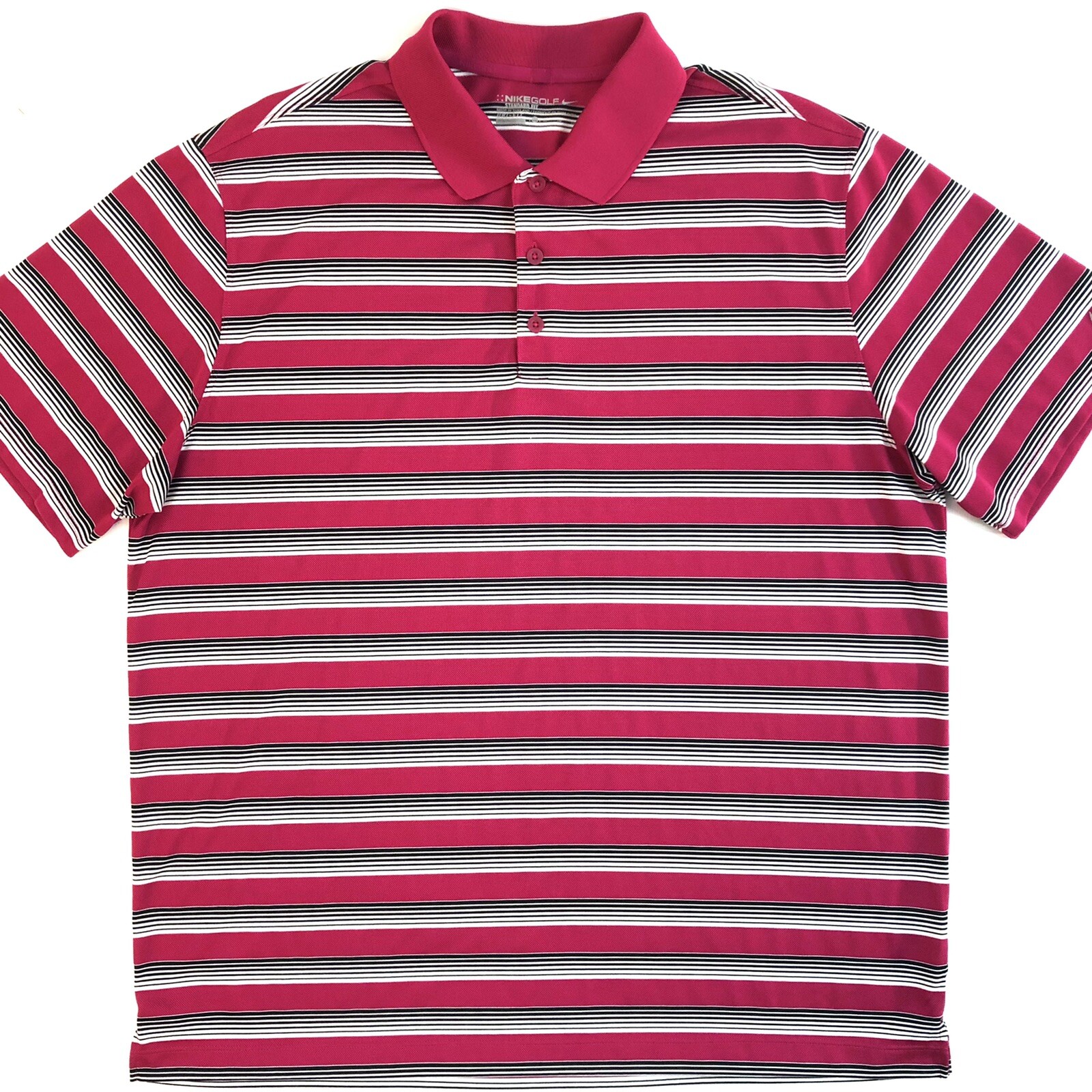 Nike Golf Men’s XL Standard Fit Dri-Fit Pink Striped Short Sleeve Polo Shirt ⛳️