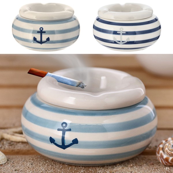 2X Sturmaschenbecher Maritim Ø11X6,5 Blau Windaschenbecher Ascher Aschenbecher-image
