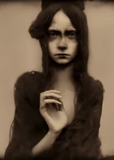 ACEO e9Art vintage photography art girl woman odd surreal portrait freaky OOAK
