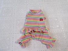dog pajamas,stretchy,sweet stripes,cherries,ruffled waist, XS  read details 