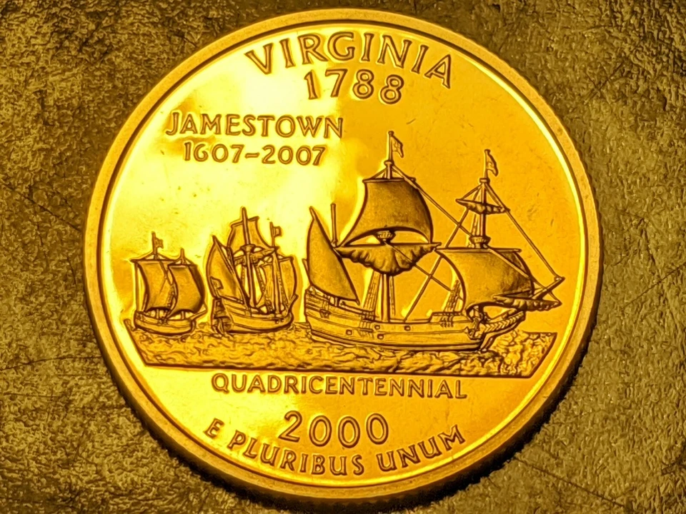 Interior Die Break US Mint Error 2000-S Pr Virginia Quarter(Toned)Extremely RARE - Image 3 of 4