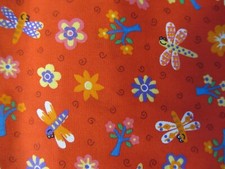 Beautiful Flowers Dragonflies Clearwater Fabrics 2002 Cotton Fabric 1Y X 44" W