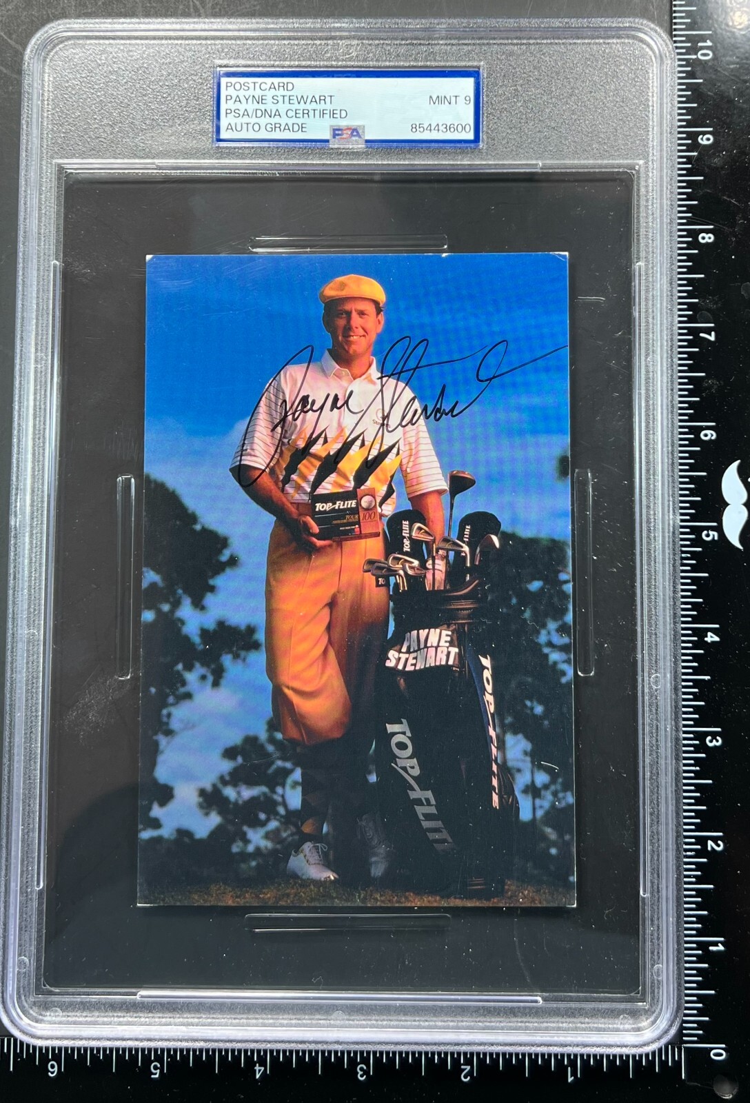 Payne Stewart Autographed Signed Golfer postcard, PSA/DNA Mint 9, slabbed, 11 PGA Tour wins 