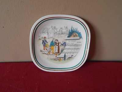 Vintage PV Ceramic Pottery Square Dessert Plate La Chalet Signed & Numbered