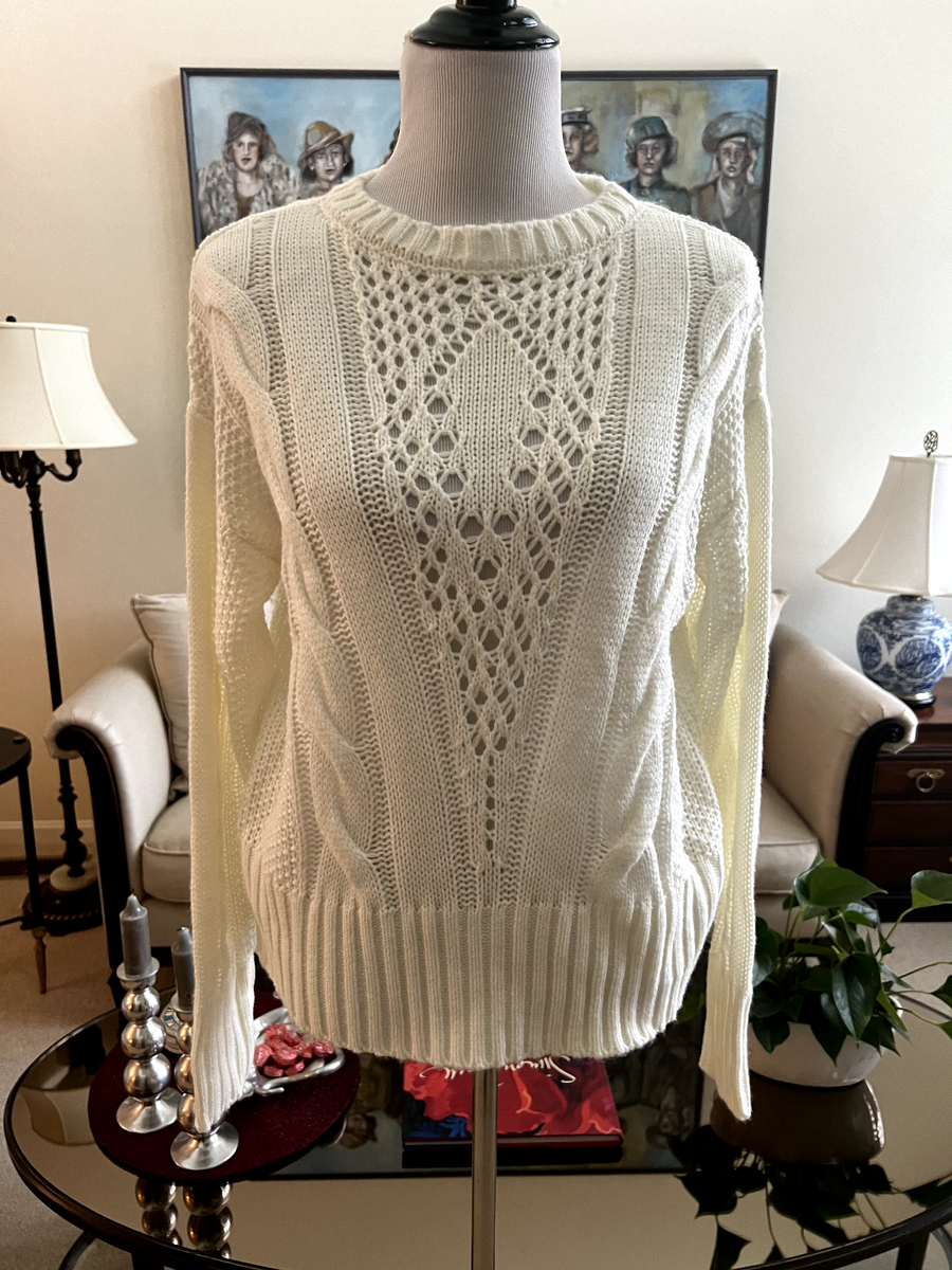 NWT Kut From The Kloth Ivory Claudette Cable Knit Pullover Sweater