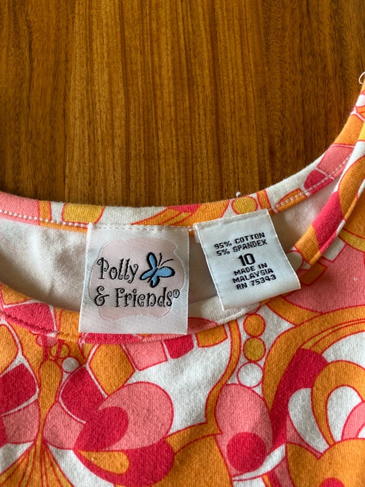 Girl’s Sz 10 Polly & Friends Sun Dress & Matching 18" Doll Dress ~Coral & Pink - Image 3 of 4