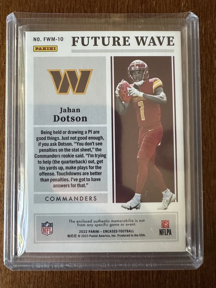 2022 Encased Football Rookie Gold Future Wave Patch Jahan Dotson #FWM-10 /25 - Image 2 of 2
