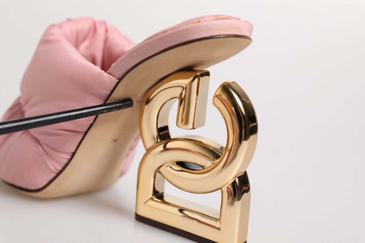 DOLCE & GABBANA Shoes Pink Quilted DG Heel Slide Sandals