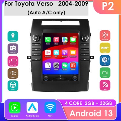 9.7''Android13 Car Stereo Radio GPS BT CarPlay For Toyota Corolla Verso 2004-2009