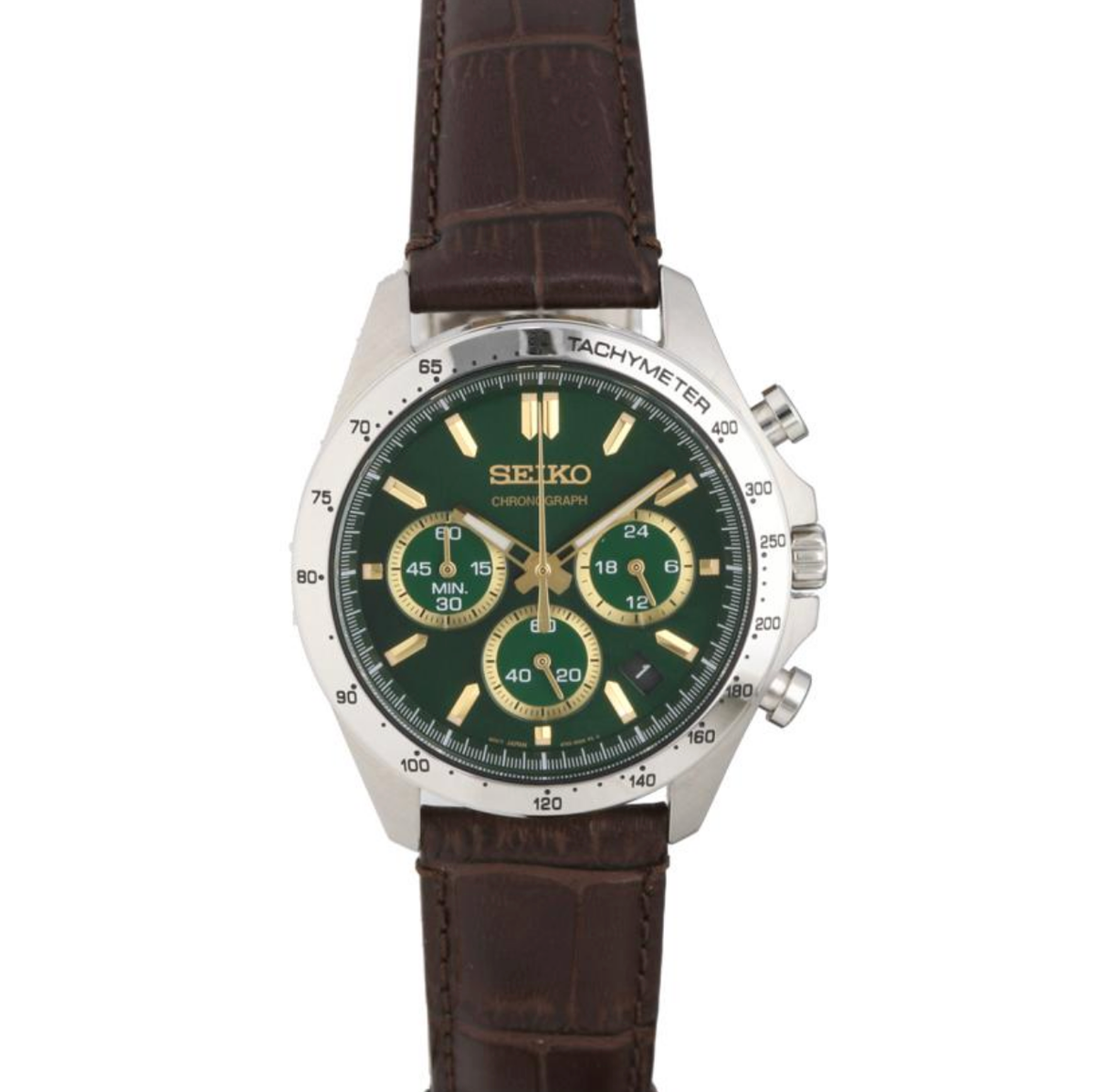 稼働品】SEIKO クロノグラフ グリーン 腕時計スピリット8T63-00D0