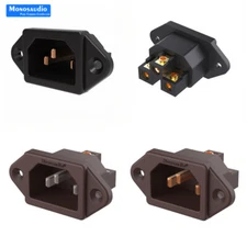 250V 15A Pure Copper AC Power Inlet Socket IEC C14 Screw Lock Electrical Outlets