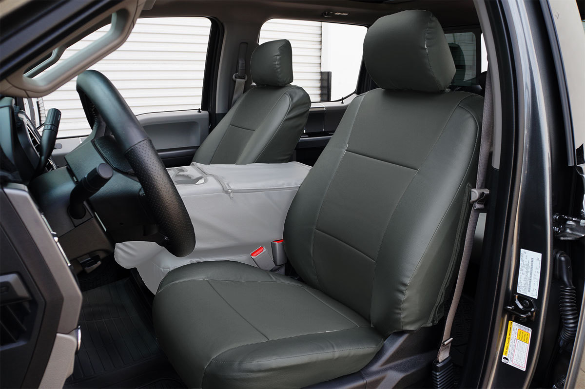 FORD F-250 350 CHARCOAL LEATHER-LIKE CUSTOM MADE FIT FRONT BENCH