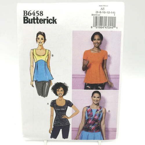 Butterick 6458 Princess Seam Pullover Top Size 6 14 Uncut Sewing Pattern - Afbeelding 1 van 4