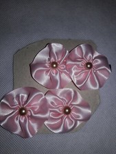 Pink Flower Girls Barrettes Homemade