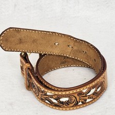 Hand Tooled Western Leather Belt Child Size 26 Monogram JODY Wright Vintage