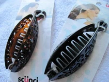 Scunci Design Plastic Secure Hinged Open Banana Comb Hair Barrette Clip Tortoise