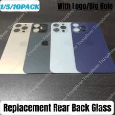 1/10 Lot Replacement Rear Back Glass Big Hole For iPhone15 14 13 12 11 XR 8 SE