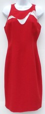 ELIE TAHARI Colby Bolero Dark Red Nude Mesh Tulle Sleeveless Sheath Dress 4 $398