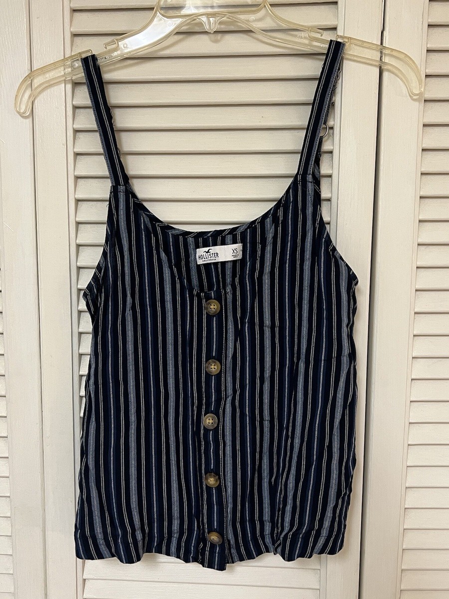 Hollister Women Blue Striped Sleeveless Top - Size XS - VGUC | eBay