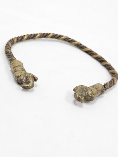 Antique Rare Loin Face Dragon Tribal Rural Brass Copper Bangle Bracelet Jewelry - Picture 3 of 5