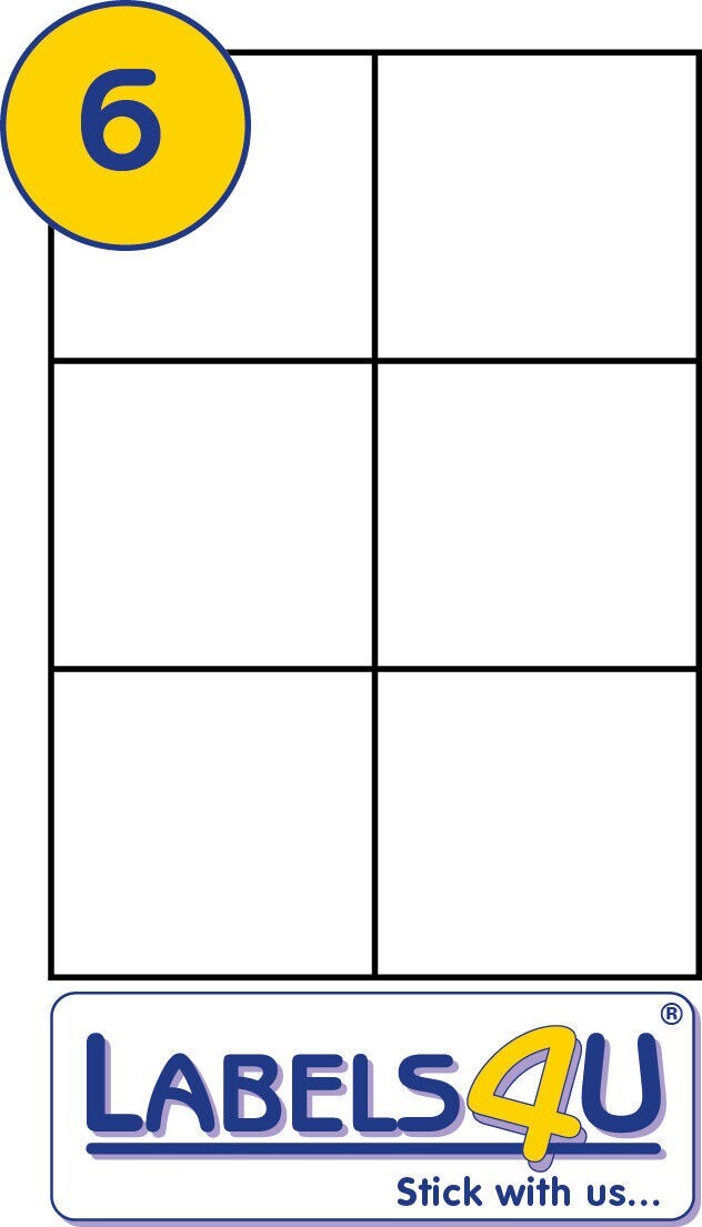 50 Sheets of A4 Labels 6 Labels Per Sheet Size. 105x99mm