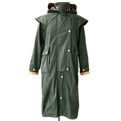 Unique HYE SUN MUN Rich GREEN Red Plaid CAMEL FLEECE Lined REMOVABLE HOOD COAT S