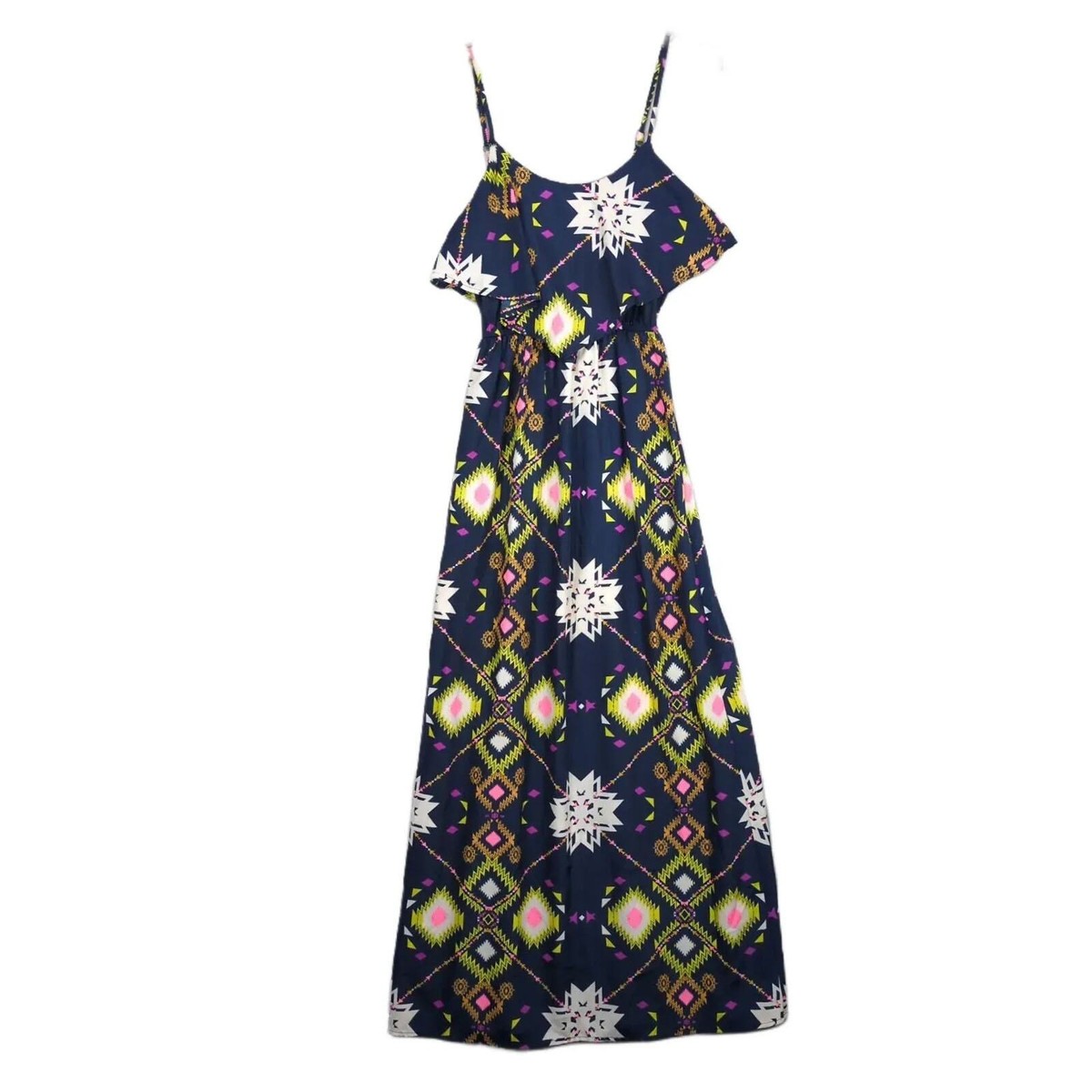 FIRE Los Angeles Women's XS Boho Aztec Print Long Maxi Dress, Spaghetti  Strap | eBay