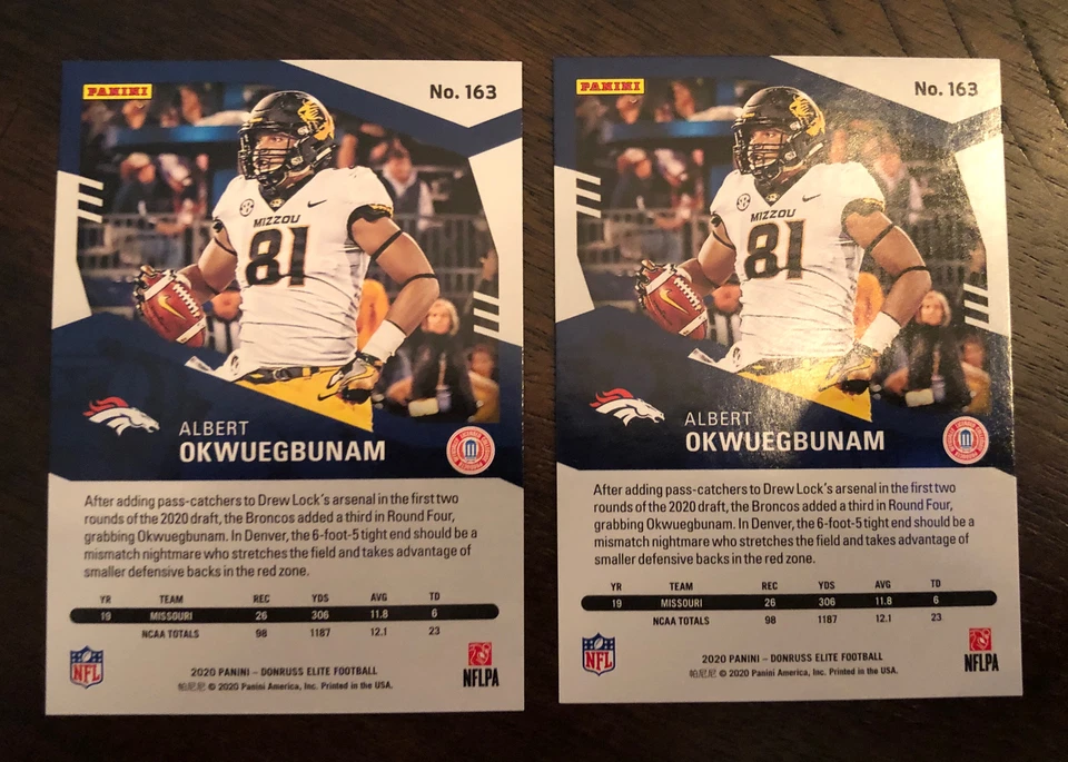 2020 DONRUSS ELITE ALBERT OKWUEGBUNAM ROOKIE CARD /399 SILVER /799 PARALLEL LOT - Image 4 of 4