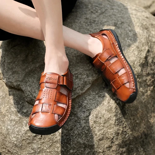 Summer Men Beach Sandals Handmade Non-slip Slippers Breathable Casual Shoes - Picture 6 of 24