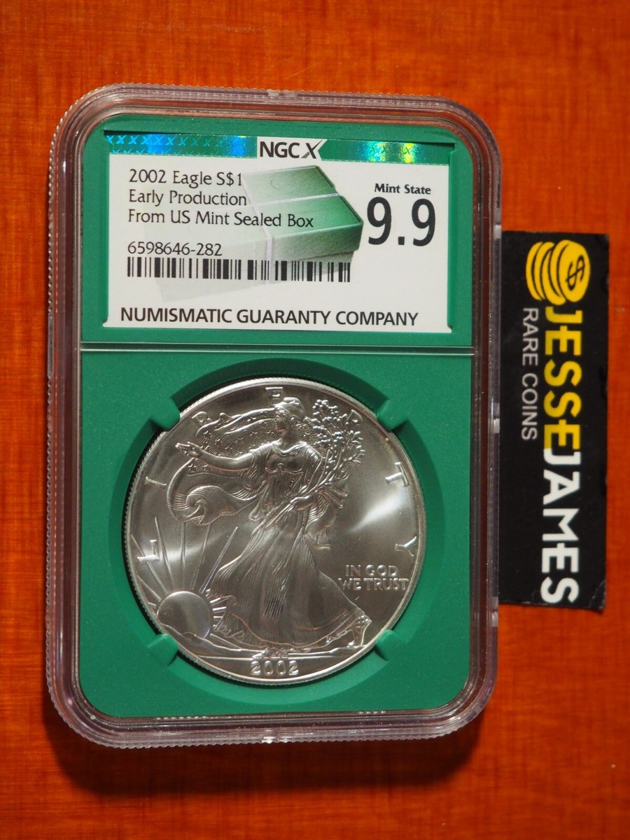 アメリカ　イーグル銀貨　2002年 2002 SILVER EAGLE NGCX 9.9 EARLY PRODUCTION FROM US MINT