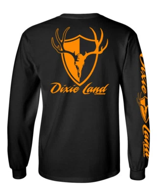 Hunting t shirt Dixie Land Outdoors Mens Long sleeve Deer Mount t shirt Skull